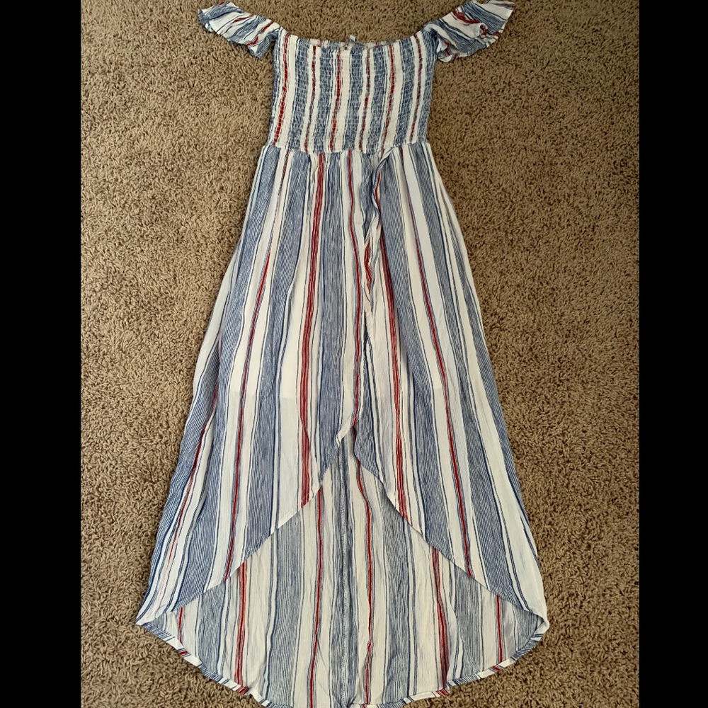 Women’s vertical stripe off the shoulder dress